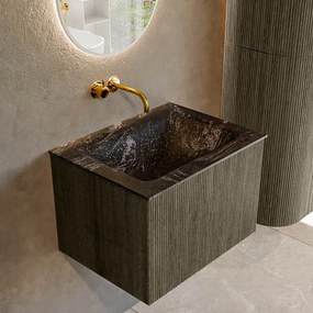 Mondiaz Kurve-dlux 60cm badmeubel shadow met 1 lade en wastafel cloud midden zonder kraangat lava