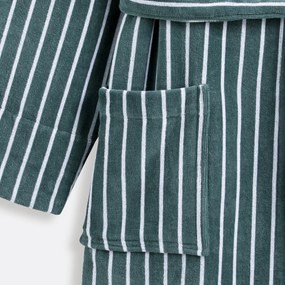 Badjas met kap, fluwelen badstof, gestreept, 450g Bagno