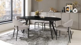 ALMO 100 Zwarte/Zwarte poten - RONDE LOFT/INDUSTRIËLE TAFEL VOOR WOONKAMER/EETKAMER, UITSCHUIFBAAR