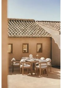 Rechthoekige Tafelset 180x90 Cm In Kaela Acaciahout En 6 Uleno Acaciahouten Tuinstoelen Lichte Acaciekleur - Sklum