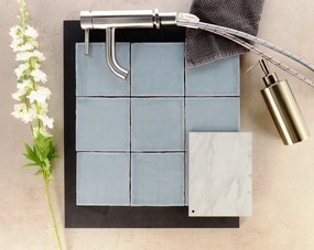 Hoogglans Handvorm Wandtegel 13x13 Cm Baltimore Licht Blauw RBT71