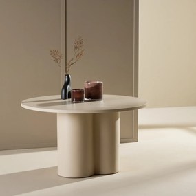 Salontafel Met Cilindervormige Poten Beige - 80 X 80cm.
