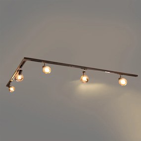 Modern railsysteem met 5 spots zwart 1-fase - Iconic Lava