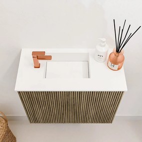 Mondiaz Joya 50cm toiletmeubel dusk met wastafel faye links 1 kraangat talc
