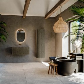 Mondiaz Kurve-dlux 90cm badmeubel shadow met 1 lade en wastafel big small midden zonder kraangat lava