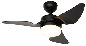 Plafondventilator met lamp zwart 86.7cm incl. LED dimbaar met afstandsbediening - Yuki Modern rond Binnenverlichting Lamp