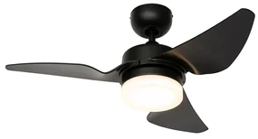 Plafondventilator met lamp zwart 86.7cm incl. LED dimbaar met afstandsbediening - Yuki Modern rond Binnenverlichting Lamp
