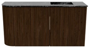 Mondiaz Joya DLux 80cm toiletmeubel ronding links walnut met wastafel faye rechts 1 kraangat lava
