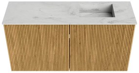 Mondiaz Joya DLux 80cm toiletmeubel oak met wastafel faye rechts zonder kraangat opalo