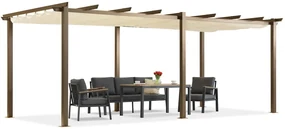 Barbados terraspergola 3x6 m Garden Point hout-beige
