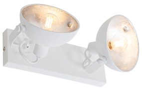 Industriële plafondlamp wit met zilver 2-lichts verstelbaar - Magnax Industriele / Industrie / Industrial E14 Binnenverlichting Lamp