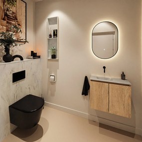 Mondiaz Ture DLux toiletmeubel 60cm washed oak met wastafel opalo links zonder kraangat