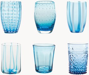 Handgemaakte waterglazen Melting, 6-delig