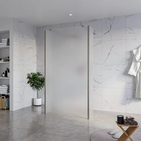 Fortifura Galeria Vrijstaande Inloopdouche - 110x200cm - Glas mat - antikalk - 8mm veiligheidsglas - 2 zijwanden 40cm - wandsteunen en hoekprofielen - Geborsteld Gunmetal PVD SW927771 2x/SW915251/SW797921 2x/SW798732 2x