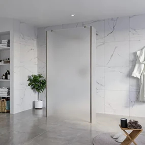 Fortifura Galeria Vrijstaande Inloopdouche - 110x200cm - Glas mat - antikalk - 8mm veiligheidsglas - 2 zijwanden 40cm - wandsteunen en hoekprofielen - Geborsteld Gunmetal PVD SW927771 2x/SW915251/SW797921 2x/SW798732 2x