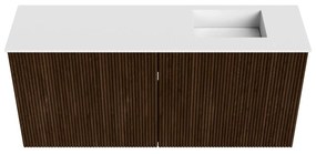 Mondiaz Joya 90cm toiletmeubel walnut met wastafel faye rechts 1 kraangat talc