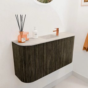 Mondiaz Joya DLux 85cm toiletmeubel ronding links/rechts shadow met wastafel faye midden 1 kraangat ostra