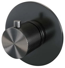 Brauer Gunmetal Carving inbouwthermostaat - inbouwdeel - 1 carving knop - - PVD - geborsteld gunmetal 5-GM-090