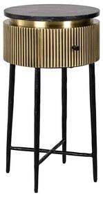 Richmond Interiors Ironville Gouden Nachtkastje Met Ribbels - 40x40x70.5cm.