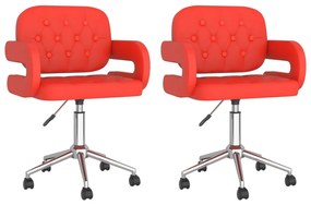 vidaXL Eetkamerstoelen draaibaar 2 st kunstleer rood