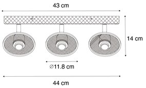 Industriële plafondSpot / Opbouwspot / Plafondspot zwart met hout 3-lichts - Jasmijn Industriele / Industrie / Industrial E14 Binnenverlichting Lamp