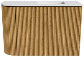Mondiaz Joya 60cm toiletmeubel ronding links oak met wastafel faye rechts zonder kraangat talc