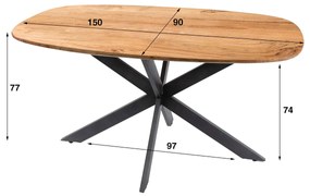 Kleine Eettafel Deens Ovaal Acacia 150 X 90 Cm - 150 X 90cm.