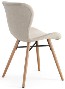 ALTEA Beige (stof Rio 40)/poten natuur eiken – MODERNE STOEL VOOR WOONKAMER/EETKAMER/KEUKEN/KANTOOR