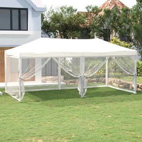 vidaXL Partytent inklapbaar met zijwanden 3x6 m wit