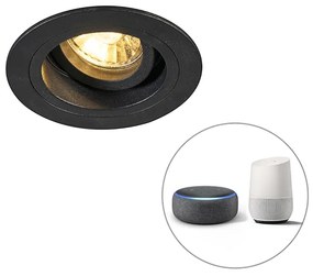 Smart inbouwspot zwart rond incl. wifi GU10 - Chuck Modern GU10 Binnenverlichting Lamp
