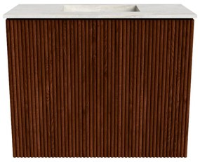 Mondiaz Joya DLux 50cm toiletmeubel ruby met wastafel faye midden zonder kraangat ostra