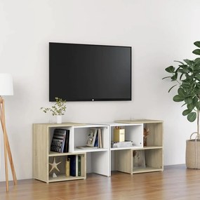 vidaXL Tv-meubel 104x30x52 cm spaanplaat wit en sonoma eikenkleurig