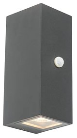 Wandlamp donkergrijs 2-lichts IP44 met bewegingssensor - Baleno
