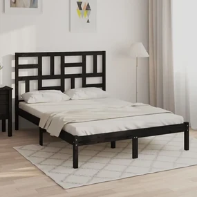 vidaXL Bedframe massief hout zwart 140x190 cm