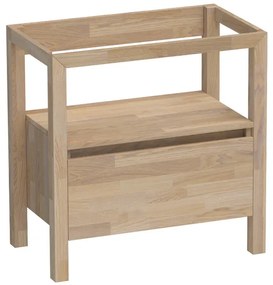 BRAUER Natural Wood Staand badkamermeubelset 80cm Massief Eiken Grey Oak met wastafel marmerlook Zwart SW3034 / SW721039