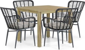 Tuinset 4 personen 90 cm Aluminium/Wicker Zwart De Laan Projects