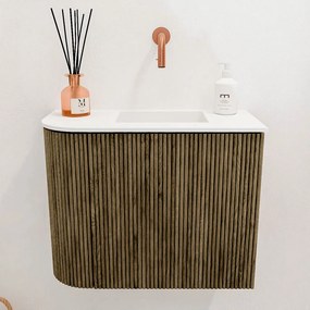 Mondiaz Joya 50cm toiletmeubel ronding links dusk met wastafel faye rechts zonder kraangat talc