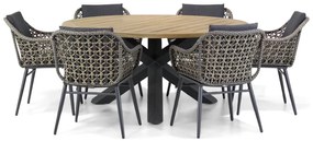 Tuinset Ronde Tuintafel 6 personen 160 cm Wicker Taupe  Lifestyle Garden Furniture Dolphin/Rockville