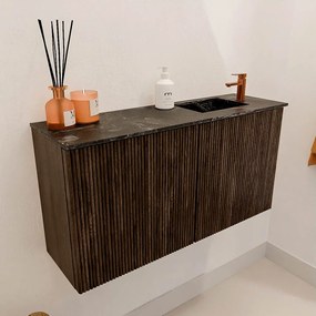 Mondiaz Joya DLux 80cm toiletmeubel walnut met wastafel faye rechts 1 kraangat lava