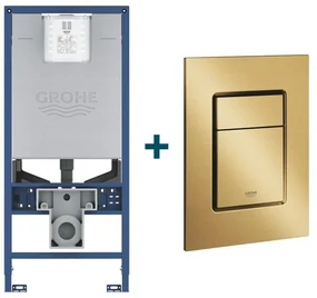 GROHE Rapid SLX Inbouwreservoir - frame netspanning - douchewc aansluiting - GROHE Skate cosmopolitan bedieningsplaat - Geborsteld Cool Sunrise sw242307/sw405420