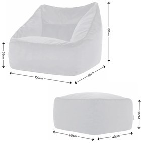 Natalia Velvet Armchair Bean Bag + Footstool