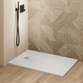 Saniclear Lino douchebak 90x70cm met stone finish wit