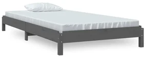 vidaXL Bed stapelbaar 75x190 cm massief grenenhout grijs