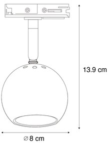 Moderne 1-fase railspot zwart met goud - Iconic Gissi