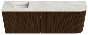 Mondiaz Joya DLux 110cm toiletmeubel ronding rechts walnut met wastafel faye links zonder kraangat ostra