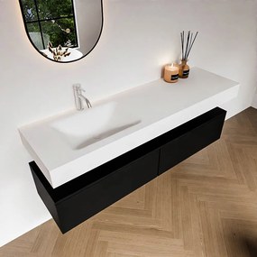 Zaro Alan badmeubel 160cm urban 2 lades met vrijhangende wastafel cloud links 1 kraangat talc