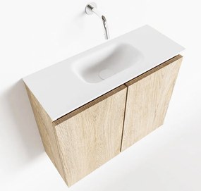 Mondiaz Ture 60cm toiletmeubel washed oak met wastafel talc midden geen kraangat