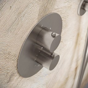 Saniclear Exclusive Stripes rond inbouw thermostaat met inbouwdeel RVS
