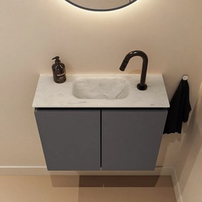 Mondiaz Ture DLux toiletmeubel 60cm dark grey met wastafel opalo midden met kraangat