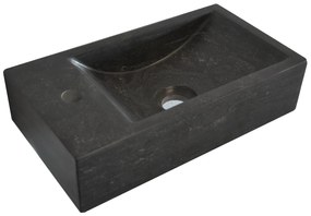 Fontana Recto toiletmeubel ribbelfront mat wit 40x22cm met natuurstenen fontein links